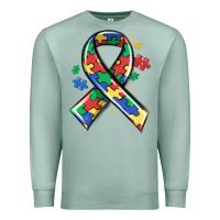 Seafoam autism puzzle ribbon Premium Sweatshirt - MaliasSmallBusiness