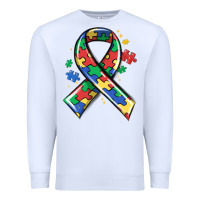 White autism puzzle ribbon Premium Sweatshirt - MaliasSmallBusiness