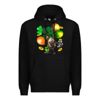 Black St. Patricks Clovers With Donkey Premium Hoodie - BundleAndBundleShop