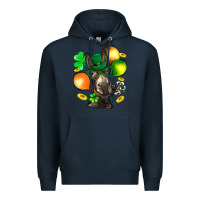 Navy St. Patricks Clovers With Donkey Premium Hoodie - BundleAndBundleShop