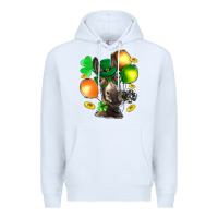 White St. Patricks Clovers With Donkey Premium Hoodie - BundleAndBundleShop