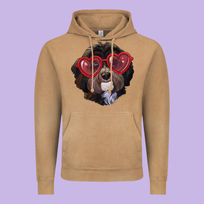 Vintage Hoodie Havanese dog with love glasses