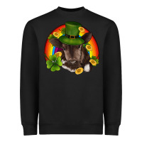 Black st patricks day baby cow shamrock rainbow gold Heavyweight Sweatshirt - RanaPortraitStore