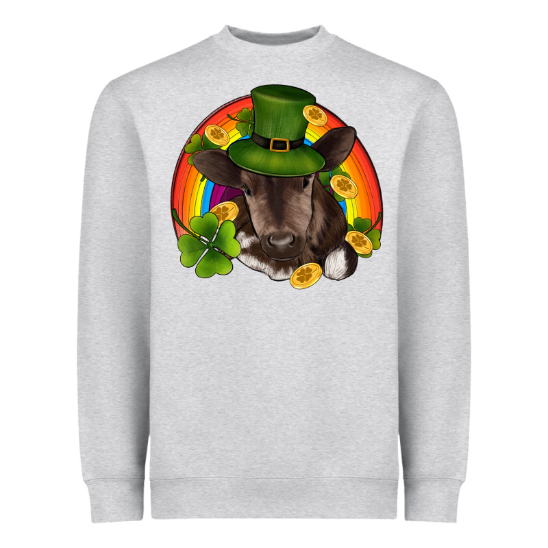 St Patricks Day Baby Cow Shamrock Rainbow Gold Heavyweight Sweatshirt by RanaPortraitStore | Teevron