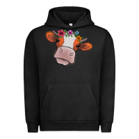 Pigment Black Cow With Flowers Urban Hoodie - Bettercallsaul