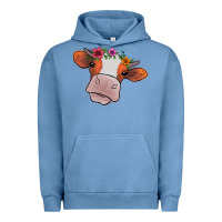Pigment Pebble Blue Cow With Flowers Urban Hoodie - Bettercallsaul