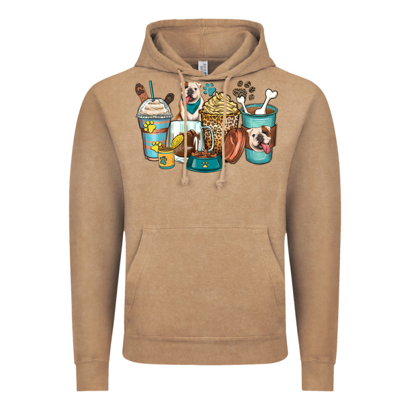 English Bulldog Coffee Cups Vintage Hoodie by Zillion Design Studio | Teevron