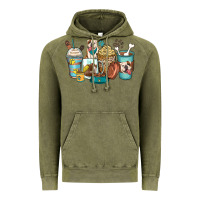 Vintage Olive english bulldog coffee cups Vintage Hoodie - Zillion Design Studio