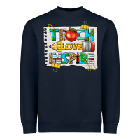 Navy teach love inspire Heavyweight Sweatshirt - texasbilliewilder
