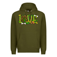 Army Green St. Patrick's Day love dog paw Premium Hoodie - BundleAndBundleShop