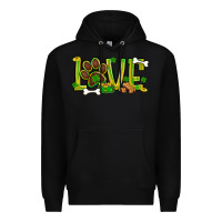 Black St. Patrick's Day love dog paw Premium Hoodie - BundleAndBundleShop