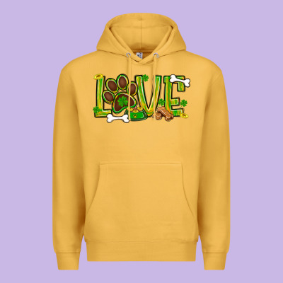 St. Patrick's Day Love Dog Paw Premium Hoodie Designed By Bundleandbundleshop