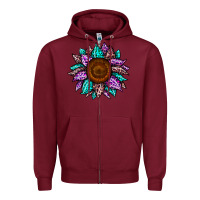 Burgundy sunflower leopard color Zipper Hoodie - JahusDesignShop