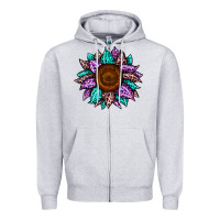 Heather Grey sunflower leopard color Zipper Hoodie - JahusDesignShop