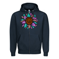 Navy sunflower leopard color Zipper Hoodie - JahusDesignShop