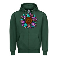 Sports Green sunflower leopard color Zipper Hoodie - JahusDesignShop