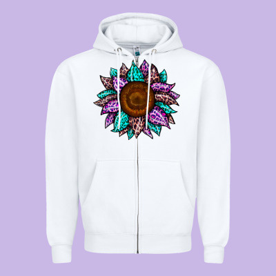 Sunflower Leopard Color Zipper Hoodie Designed By Jahusdesignshop