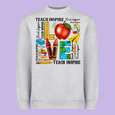 Teach Love Inspire Teacher Heavyweight Sweatshirt Designed By Texasbilliewilder