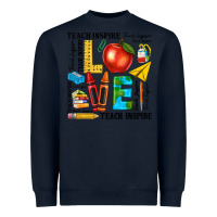 Navy teach love inspire teacher Heavyweight Sweatshirt - texasbilliewilder