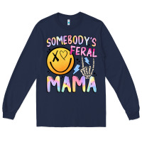 Navy somebody's feral mama Long Sleeve Tee - JahusDesignShop