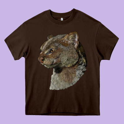 Jaguarundi Head Heavy Core Tee Designed By Lillyallendesigns