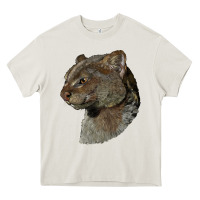 Cream Jaguarundi Head Heavy Core Tee - LillyAllenDesigns