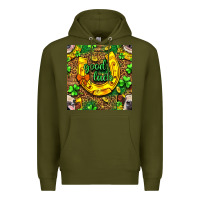 Army Green St. Patricks good luck with cow digital paper Premium Hoodie - BundleAndBundleShop