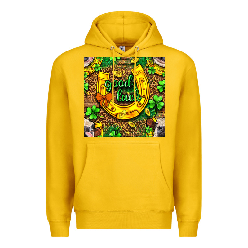 St. Patricks Good Luck With Cow Digital Paper Premium Hoodie by BundleAndBundleShop | Teevron