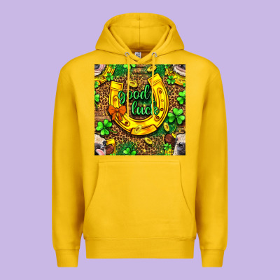 St. Patricks Good Luck With Cow Digital Paper Premium Hoodie Designed By Bundleandbundleshop