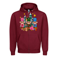 Burgundy nutcrackers and gifts ado Zipper Hoodie - AdoDesignShop
