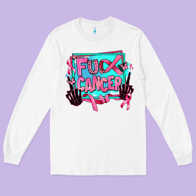 Fuck Cancer Long Sleeve Tee Designed By Adodesignshop