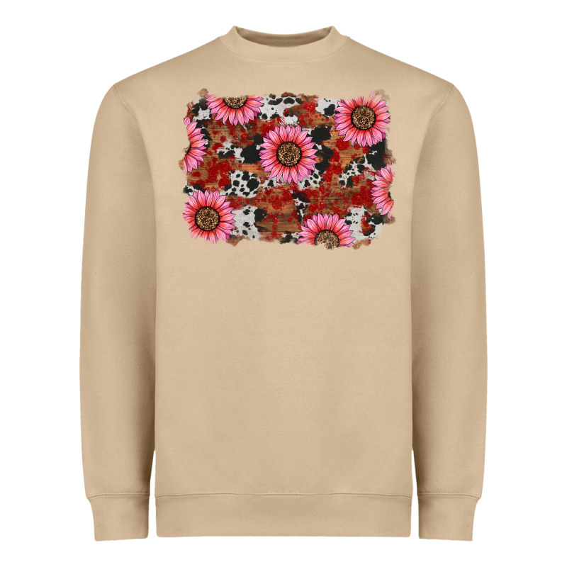 Valentine's Day Sunflowers Leopard Cowhide Background Heavyweight Sweatshirt by RanaPortraitStore | Teevron