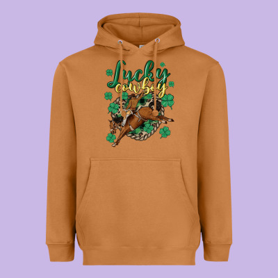 Lucky Cowboy Heavyweight Hoodie Designed By Maliassmallbusiness