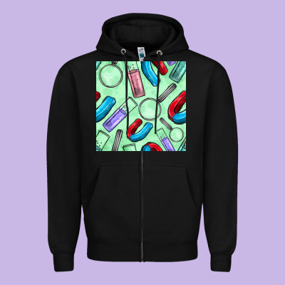 Sciences Seamless Pattern Zipper Hoodie Designed By Bundleandbundleshop