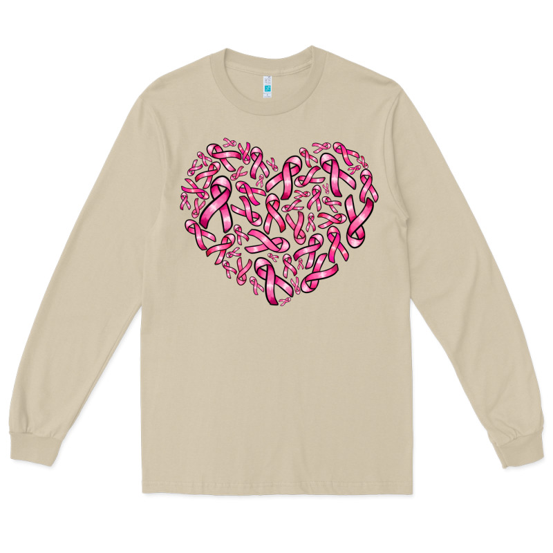 Breast Cancer Ribbon Heart Long Sleeve Tee by AdoDesignShop | Teevron