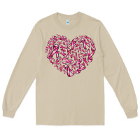 Mushroom breast cancer ribbon heart Long Sleeve Tee - AdoDesignShop