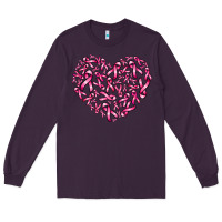 Plum breast cancer ribbon heart Long Sleeve Tee - AdoDesignShop