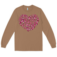 Toasted Coconut breast cancer ribbon heart Long Sleeve Tee - AdoDesignShop