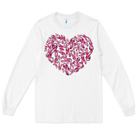 White breast cancer ribbon heart Long Sleeve Tee - AdoDesignShop