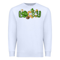 White lucky st patrick s day Premium Sweatshirt - MaliasSmallBusiness