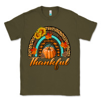 Army Green thankful pumpkin rainbow Classic Tee - BundleAndBundleShop