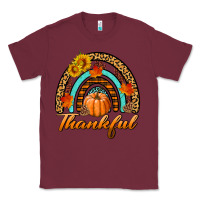 Burgundy thankful pumpkin rainbow Classic Tee - BundleAndBundleShop