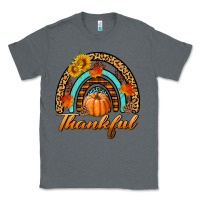 Charcoal Heather thankful pumpkin rainbow Classic Tee - BundleAndBundleShop