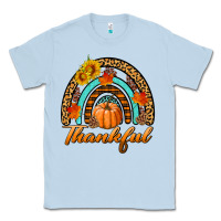 Dusty Blue thankful pumpkin rainbow Classic Tee - BundleAndBundleShop