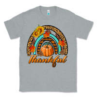 Heather Grey thankful pumpkin rainbow Classic Tee - BundleAndBundleShop