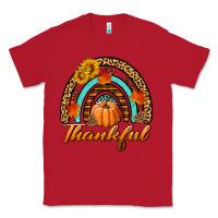 Red thankful pumpkin rainbow Classic Tee - BundleAndBundleShop