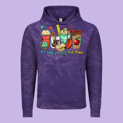 100 Days Of Coffee And Chaos Coffee Cups Vintage Hoodie Designed By Zillion Design Studio