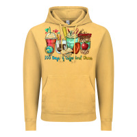 Vintage Mustard 100 days of coffee and chaos coffee cups Vintage Hoodie - Zillion Design Studio