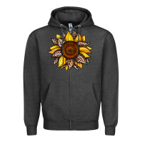 Charcoal Heather sunflower leopard Zipper Hoodie - JahusDesignShop