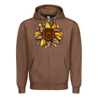 Chestnut sunflower leopard Zipper Hoodie - JahusDesignShop